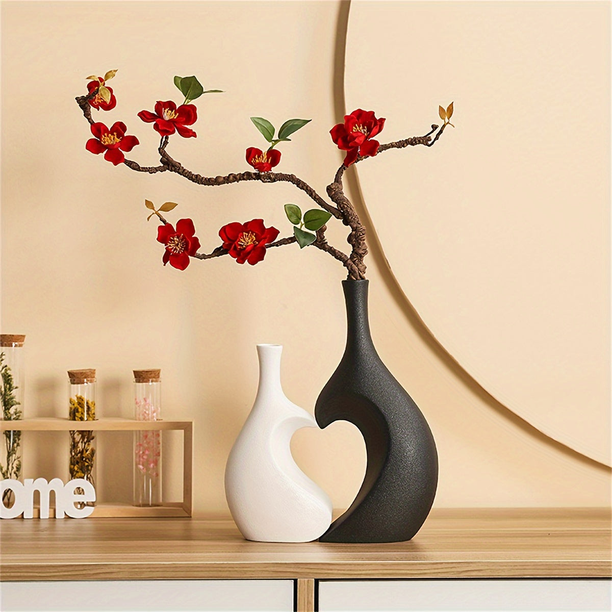 2pcs Flower Vases, Heart-shaped Connected Vases, Spring Summer Home Table Decor, Living Room Bedroom Display Cabinet Shop High-value Ornament, Gift For Relatives Friends