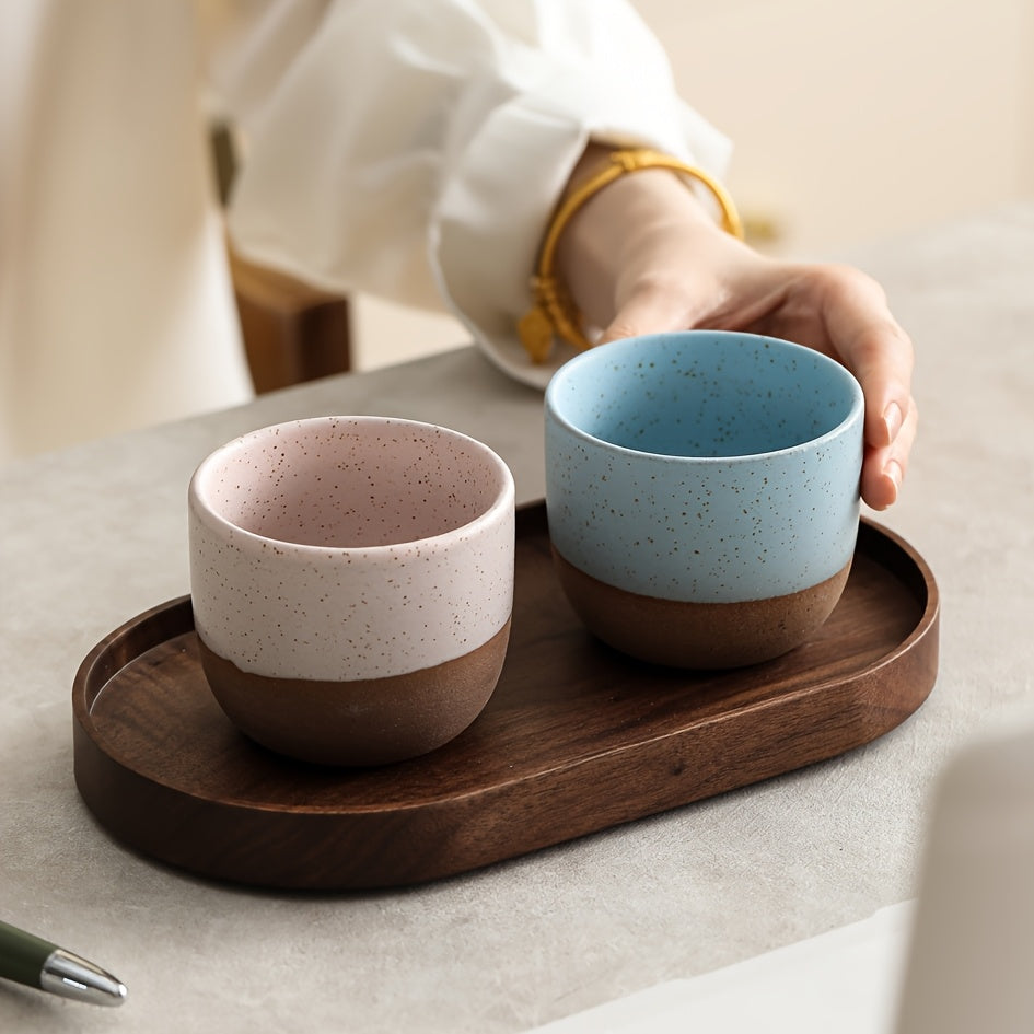 2/4pcs 6.7Oz/190Ml Stoneware Short Mug Coffee Cup, Christmas/Valentine'S Day Gift for Boyfriend/Girlfriend/Family, Suitable for Home Daily/Office/Afternoon Tea Cup, Thickened Anti-Slip Wear-Resistant Machine Washable