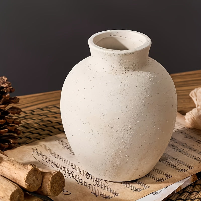 Handcrafted Boho Ceramic Vase | Cylindrical Shape with Unique Texture, White Inner Wall, Versatile for Wedding Decor, Living Room, and Bathroom, Ideal for Fresh and Dried Flowers