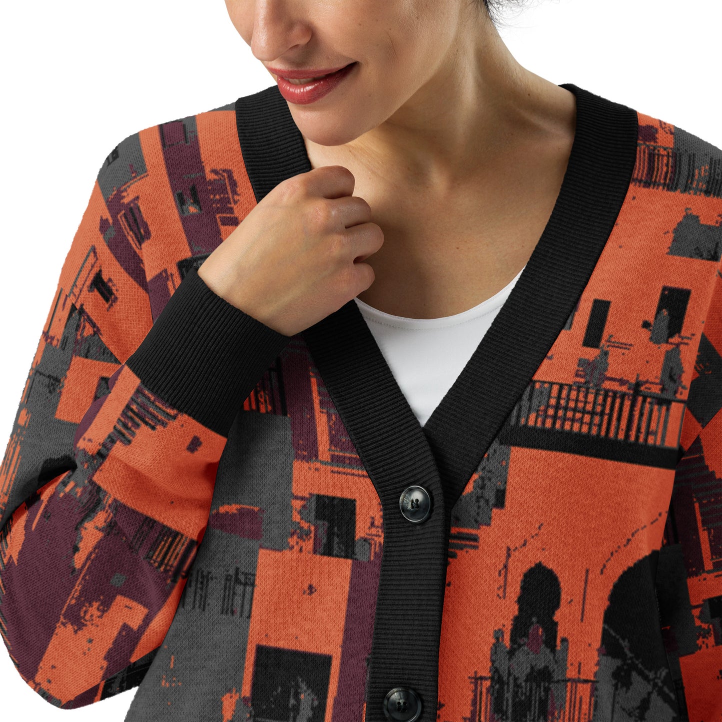 Tetrix City Layers Collage – Knitted Cardigan