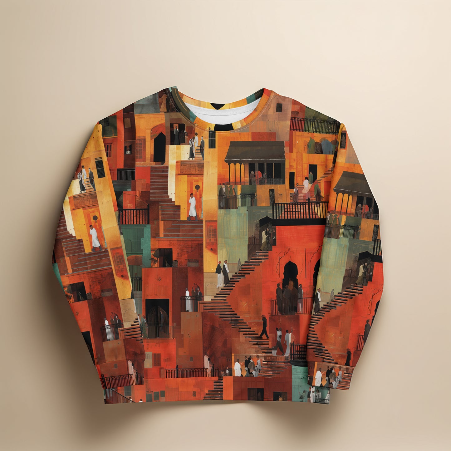 Tetrix City Layers Collage – Recycled All-Over Print Unisex Sweatshirt
