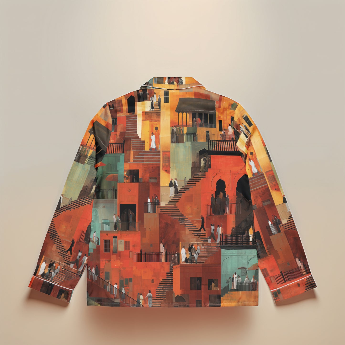 Tetrix City Layers Collage – All-Over Print Women’s Long Sleeve Pajama Top