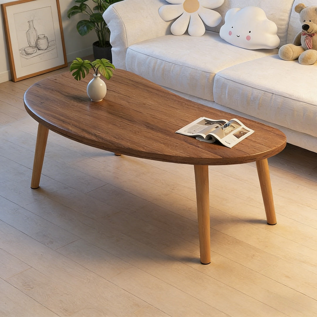 Minimalist Solid Wood Coffee Table – Natural Wood Grain Center Table