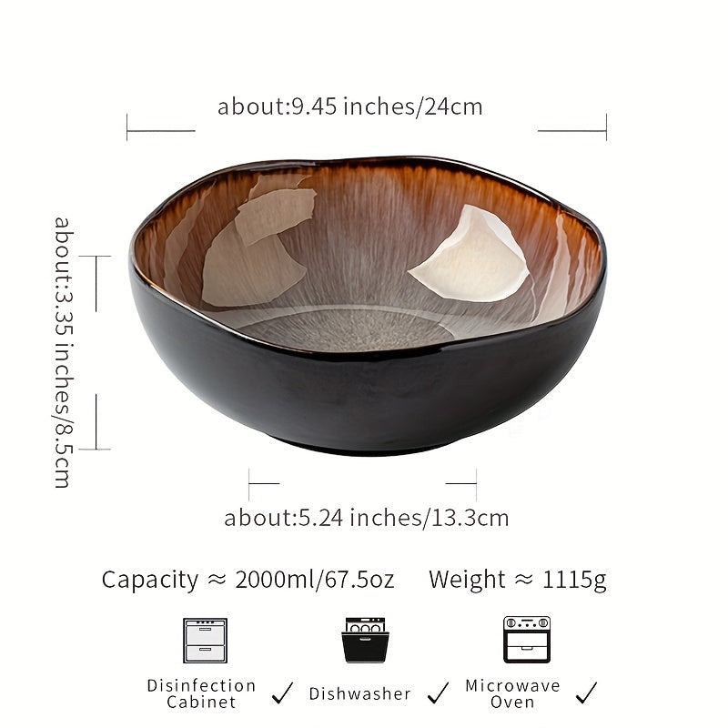 Azure Flame Asymmetrical Ramen Bowl (1 Piece) – Extra-Thick Restaurant-Grade Ceramic