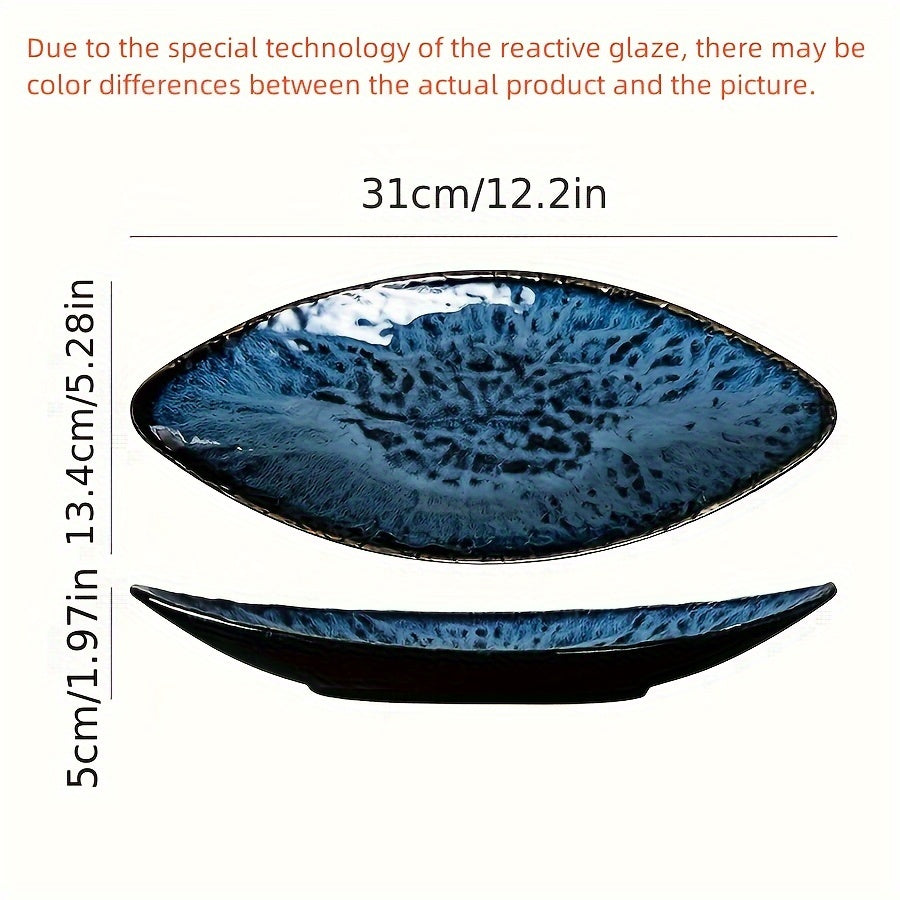 Japanese Navy Blue Ceramic Plate (1 Piece) – Scratch-Resistant Sushi & Dessert Dish