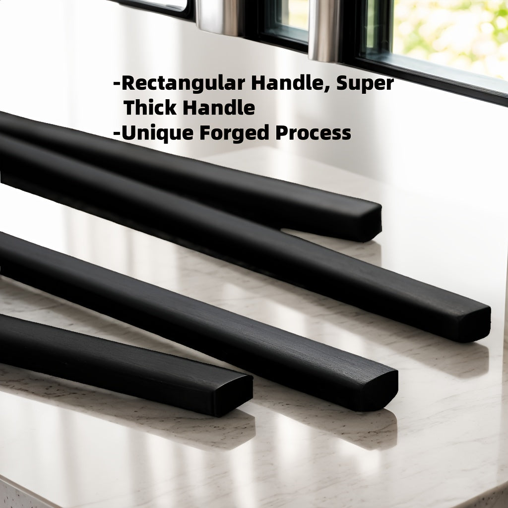 40pcs Luxury Black Matte Stainless Steel Cutlery Set, Knife Fork Spoon Western Flatware Set, Dishwasher Safe, Perfect for Home, Restaurant, Hotel, Parties & Weddings, Serves 6 People