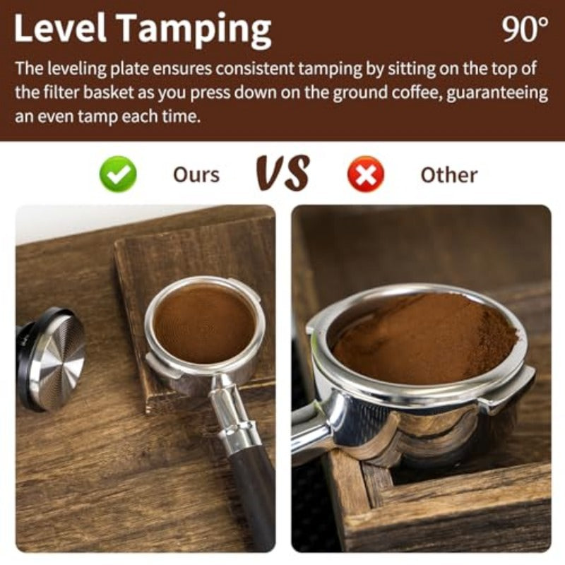 58.35Mm Glueckzeit Espresso Tamper For Breville | 30Lb Calibrated 2-Spring Loaded Coffee Tamper With Stand And Ripple Base - Black