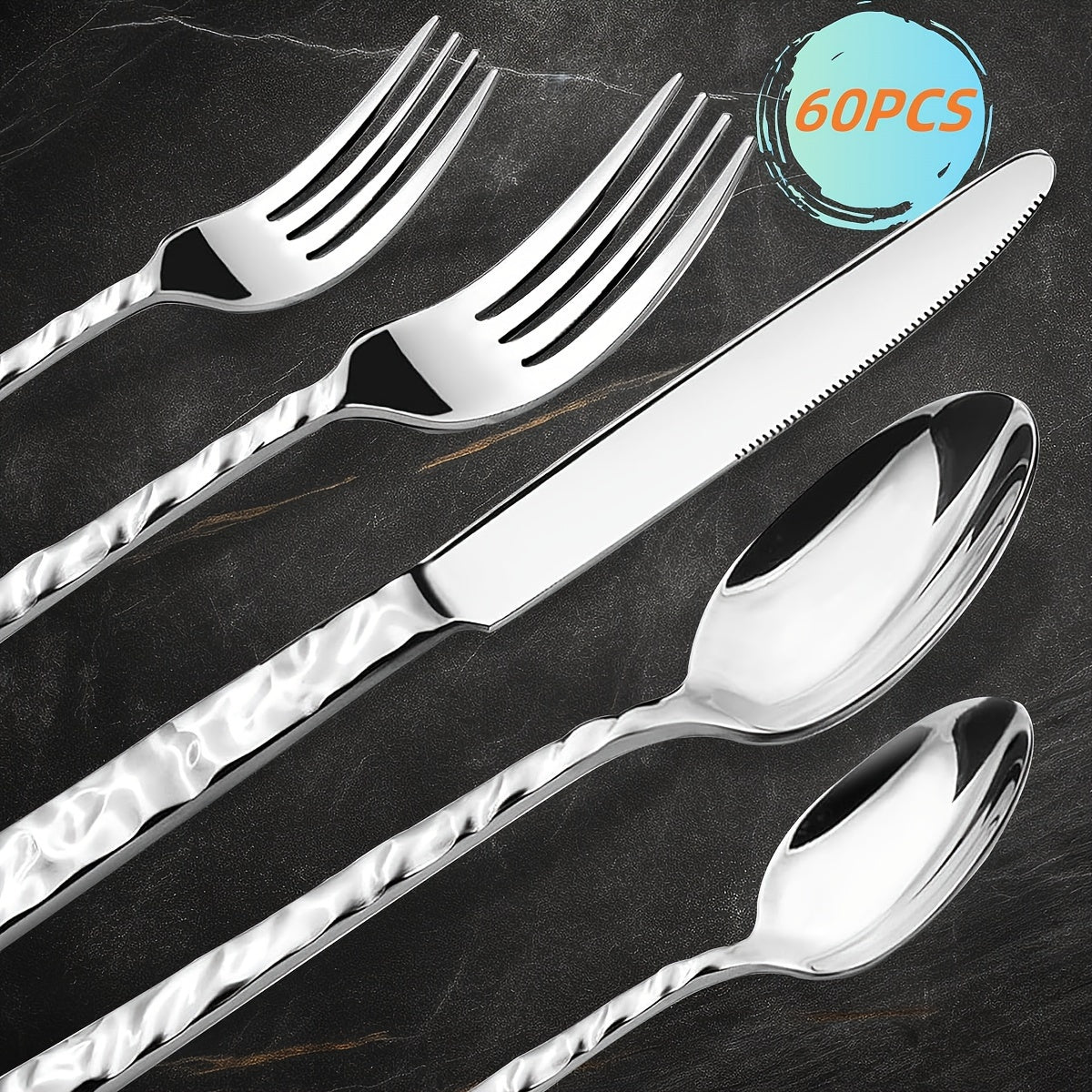 Silverware Set, 40PCS/60PCS Stone Handle Set - Mirror Polished, Dishwasher Safe - Suitable for Home, Catering, Parties, Weddings & Restaurants - For Families & Entertainers