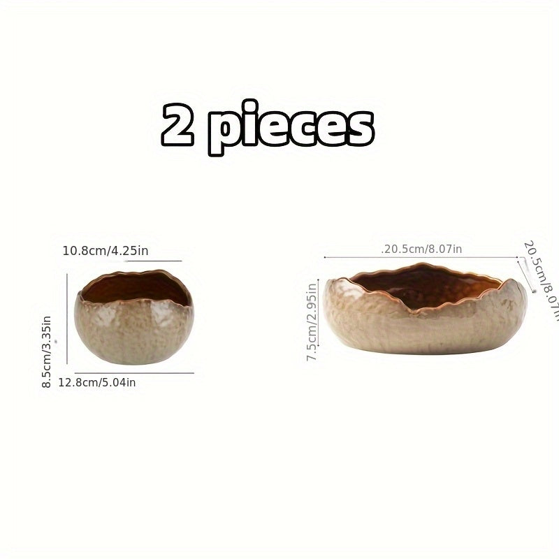 Irregular Kiln-Fired Ceramic Plate Set (2-Piece) – 8" Dinner Plate & 4" Dessert Plate