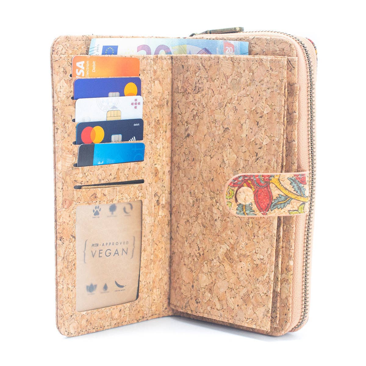 Cork Women's Wallets Pack of 6 with Card Holder & Zipper Closure
