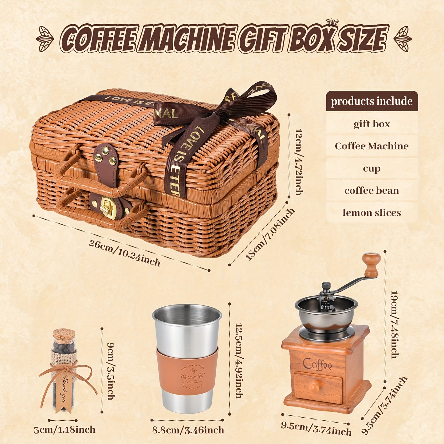 Portable Hand Coffee Grinder - Outdoor Coffee Set for Travel, Office, Food Truck, and Gifts (Coffee Beans Not Included)