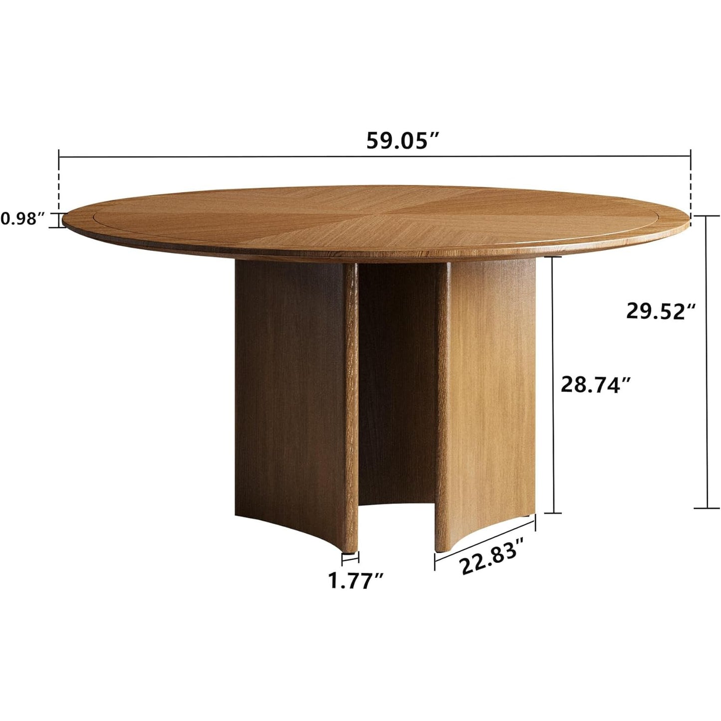 Round Walnut Dining Table – Modern Pedestal Table for 4–6 People (59.05”)