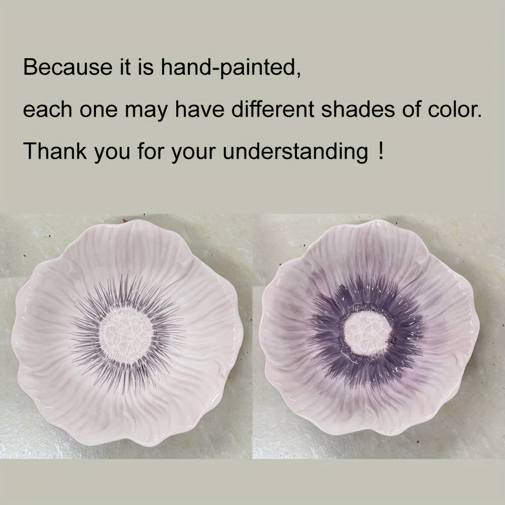 Purple Petal-Shaped Ceramic Tableware Set – Decorative Floral-Inspired Design