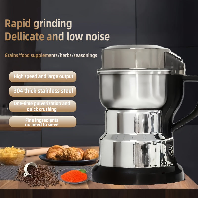 1pc Electric Coffee & Grain Grinder with High-Speed Motor (2500 RPM) & Heavy-Duty Stainless Steel - Fast Grinding for Espresso, Coffee Beans, Tea Nuggets, Spices - Suitable for Home Brewing, Modern Kitchen Appliance