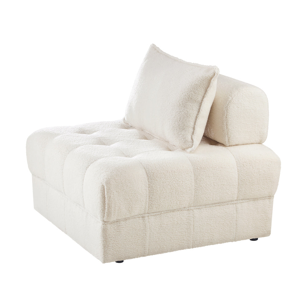 NNEED 4 Seater Boucle Modular Sofa Lounge Chair Armless White-4