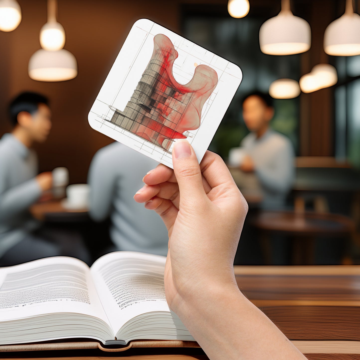 Evolvance Cork-Back Coaster - Abstract Architectural Fluidity Design