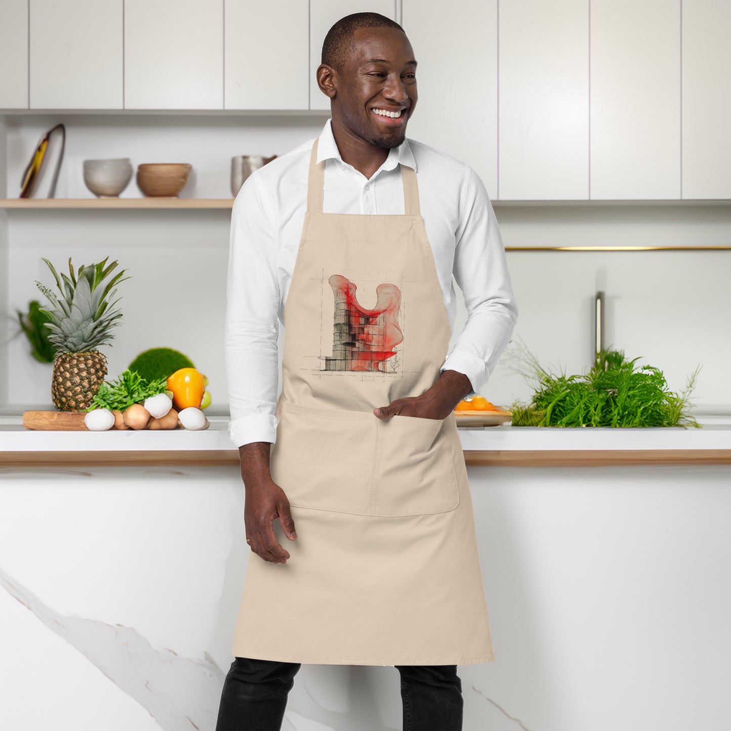 Evolvance Organic Cotton Apron - Abstract Architectural Design