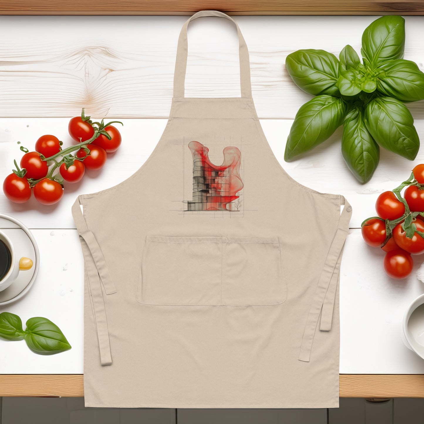 Evolvance Organic Cotton Apron - Abstract Architectural Design