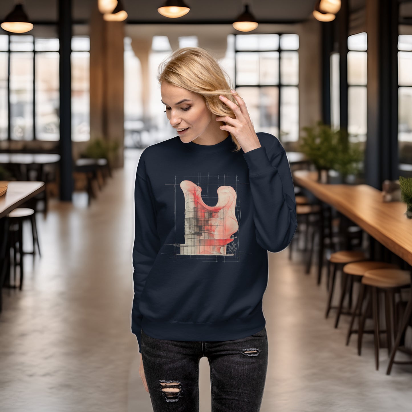 Evolvance Premium Sweatshirt - Architectural Fluidity Art Design