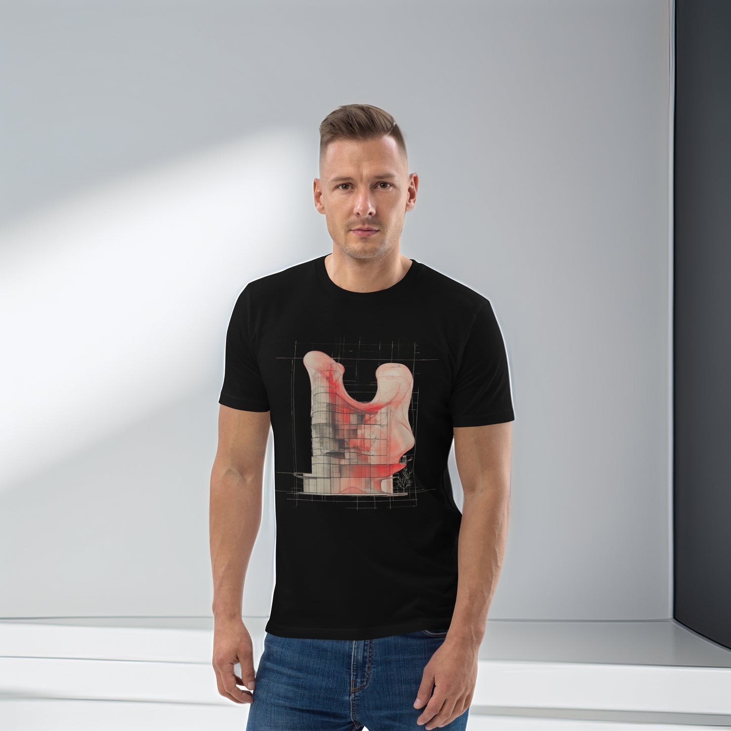 Evolvance T-Shirt - Organic Cotton Architectural Fluidity Design