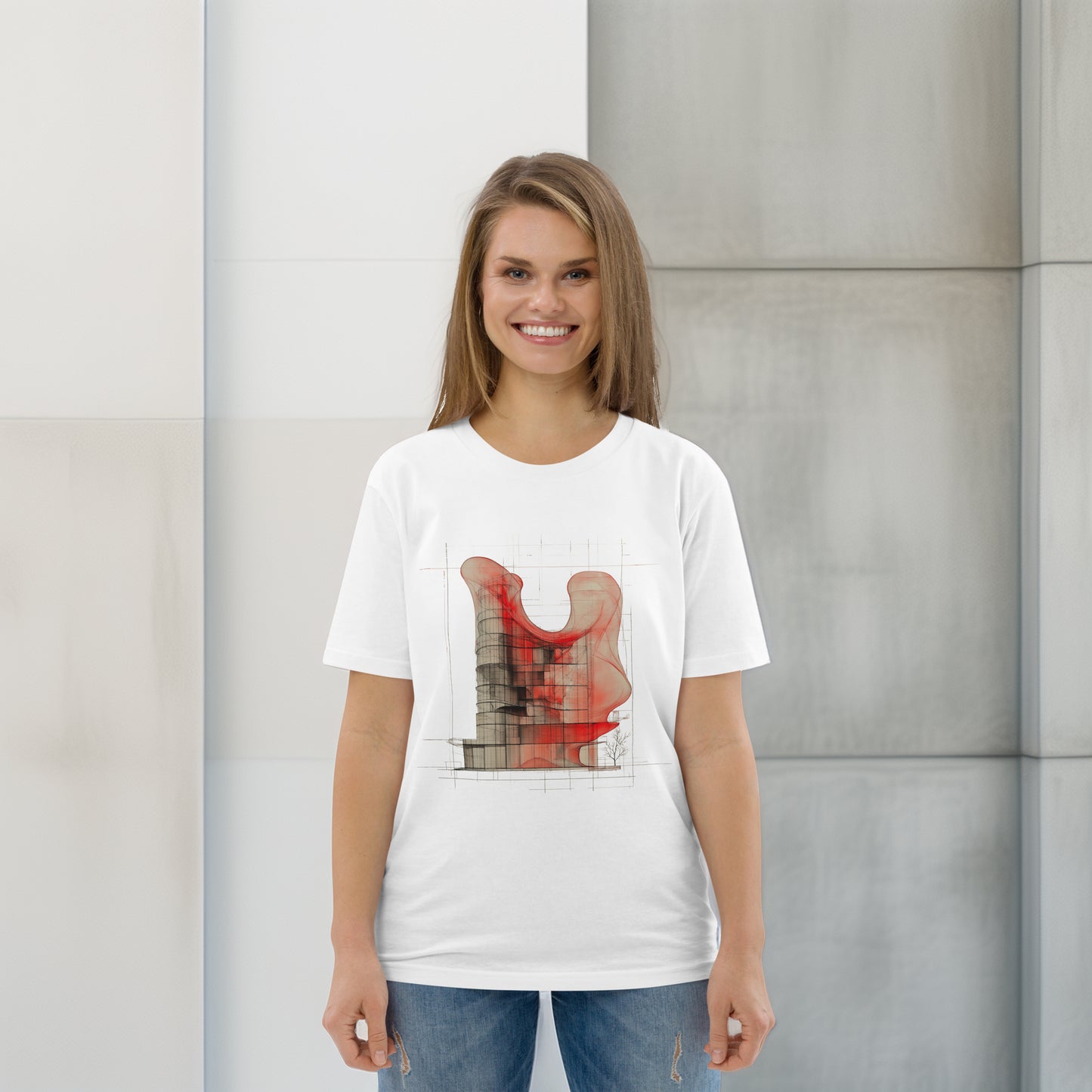 Evolvance T-Shirt - Organic Cotton Architectural Fluidity Design