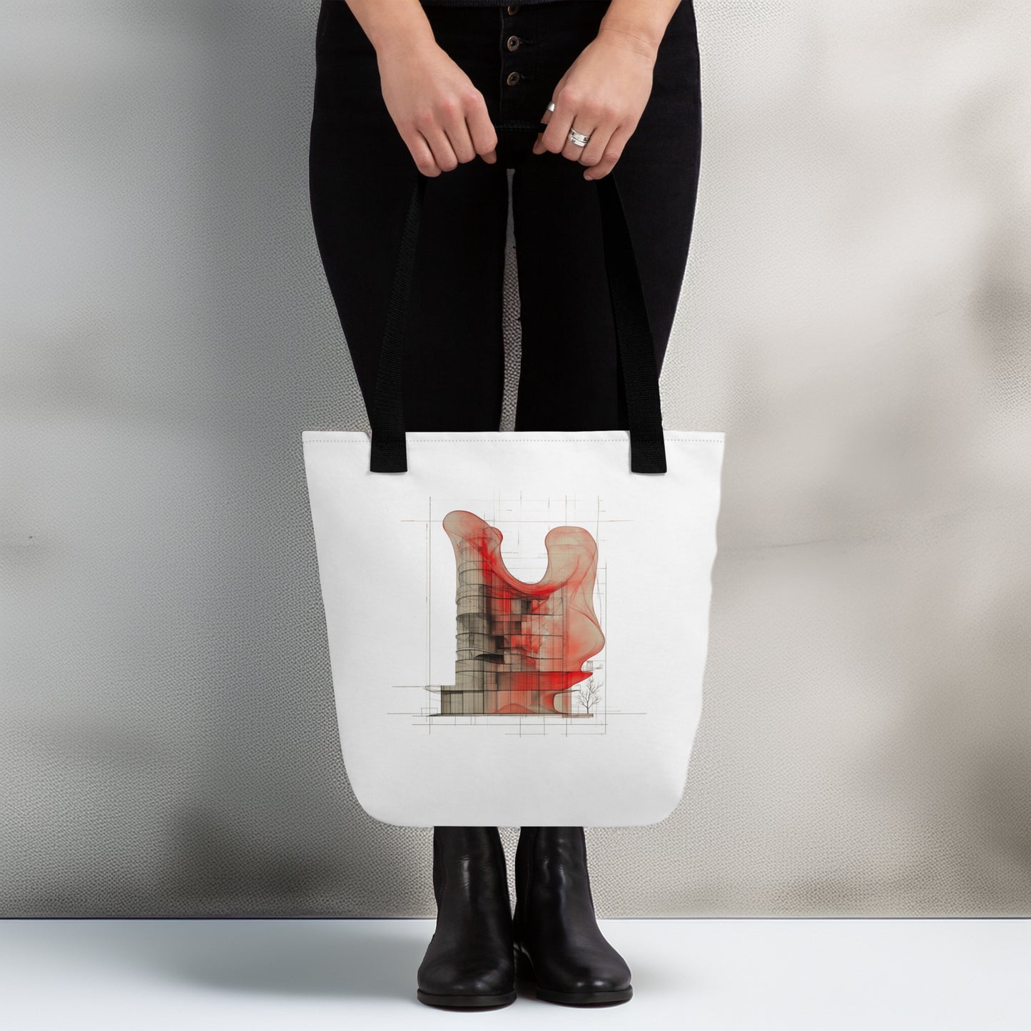 Evolvance Tote Bag - Abstract Architectural Fluidity Design