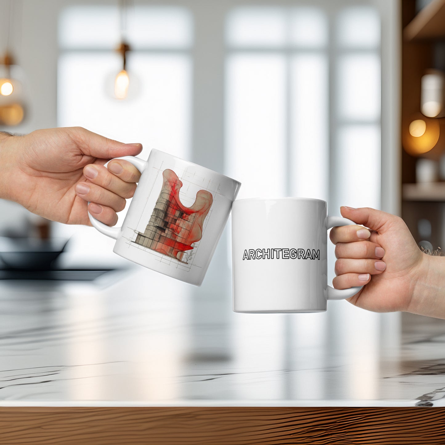 Evolvance White Glossy Mug - Abstract Architectural Design