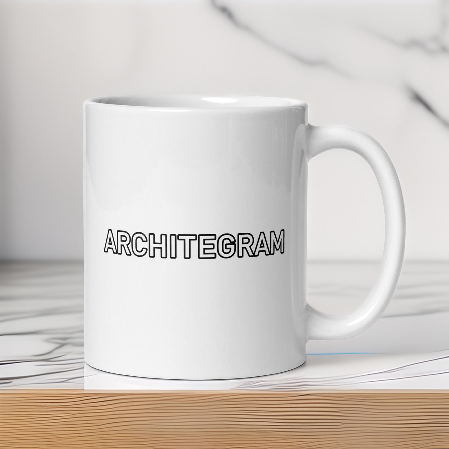 Evolvance White Glossy Mug - Abstract Architectural Design