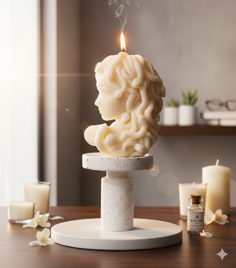 Large Handmade Medusa Art Candle - 100% Eco-Friendly Soy Wax