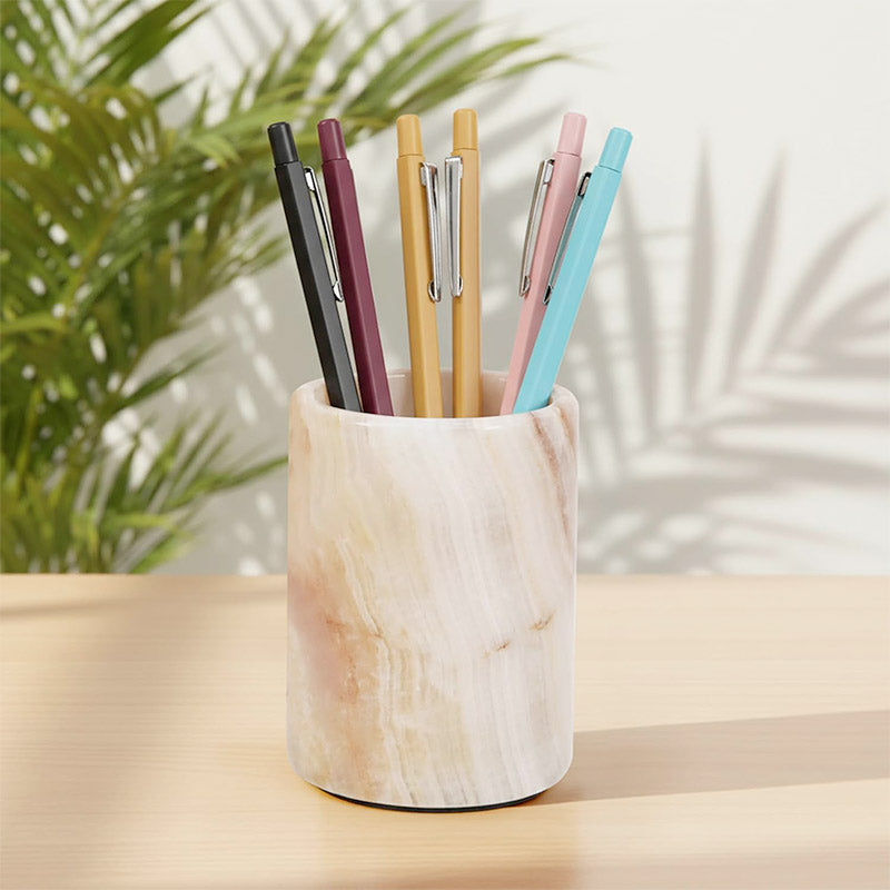Natural Marble Desk Organizer Set with Pen Pencil Holder and Storage