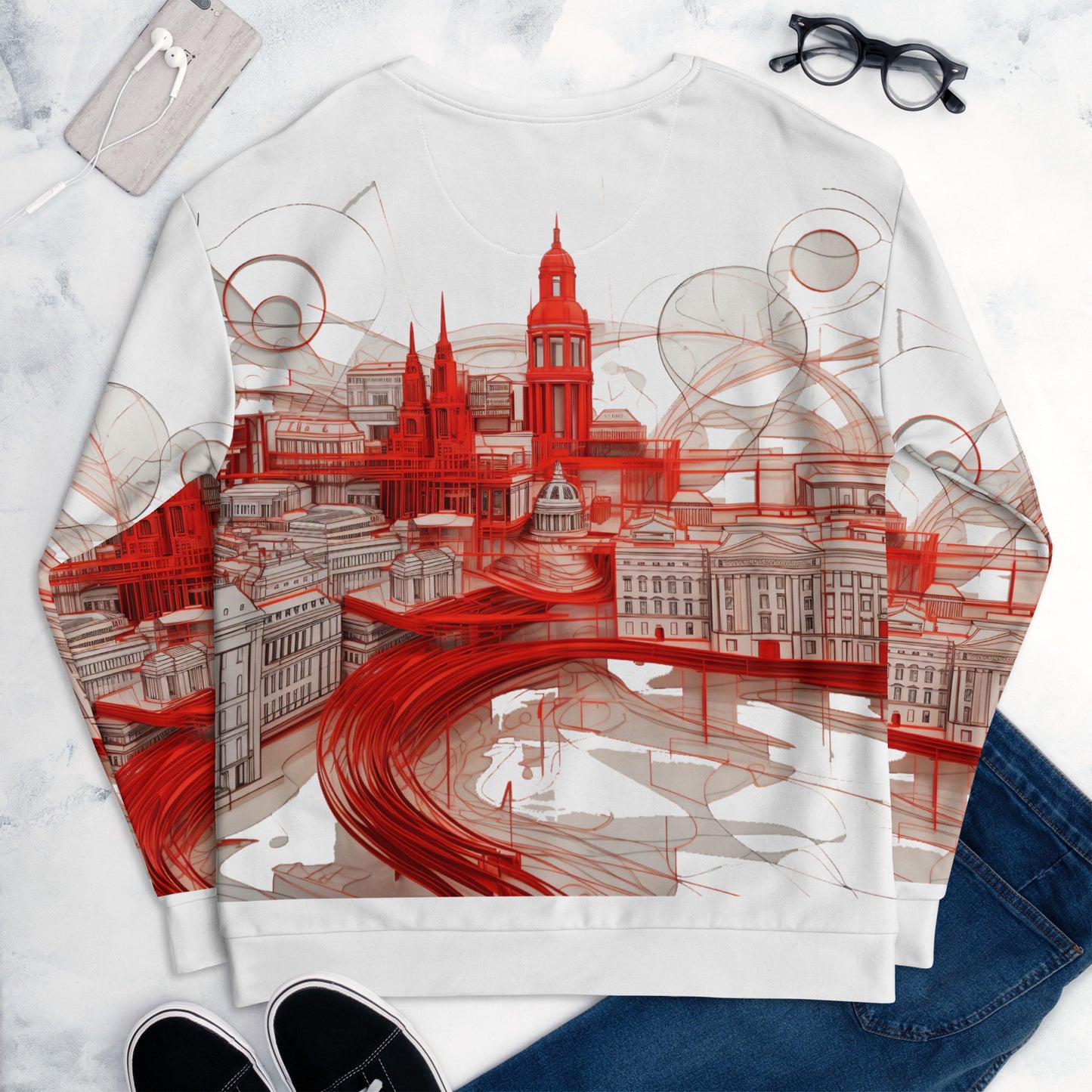 Red Urban Wireframe Sweatshirt