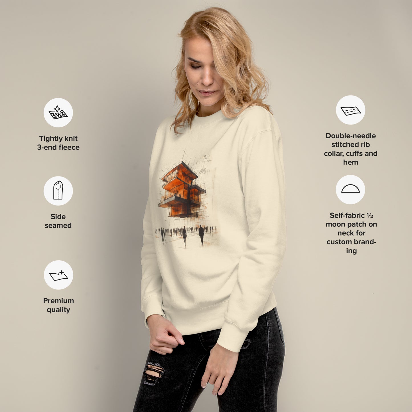 Strata Form Premium Sweatshirt - Modular Architectural Design