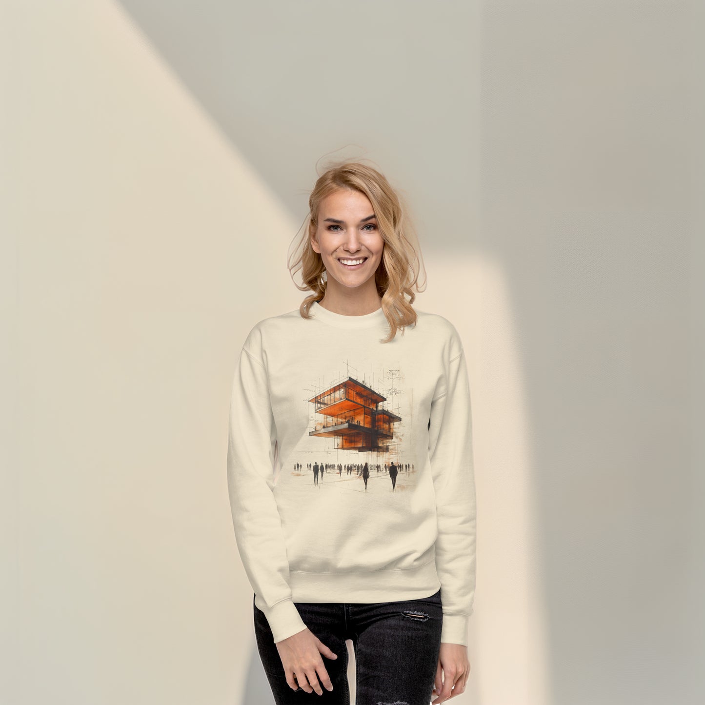 Strata Form Premium Sweatshirt - Modular Architectural Design