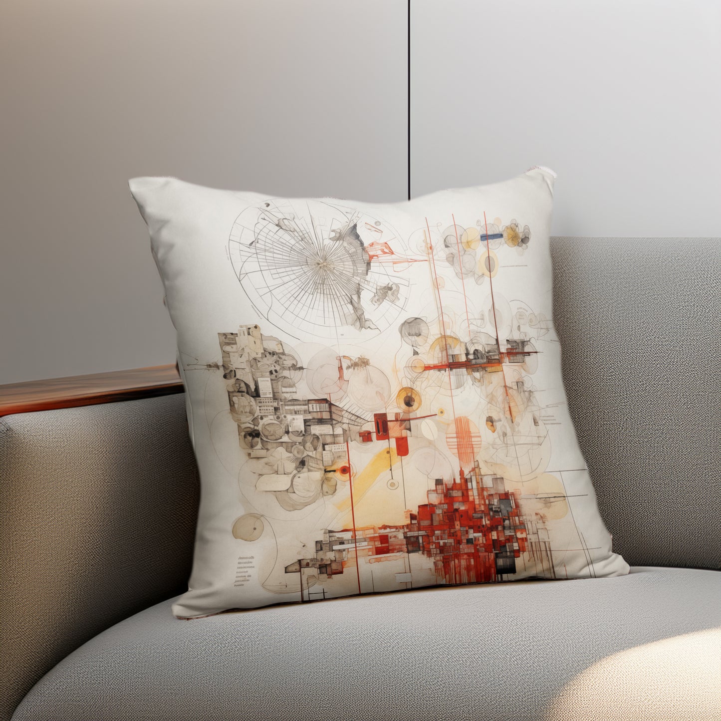Urban Nexus: A Cartographic Symphony - Basic Pillow - Modern Abstract Art for Interior Design