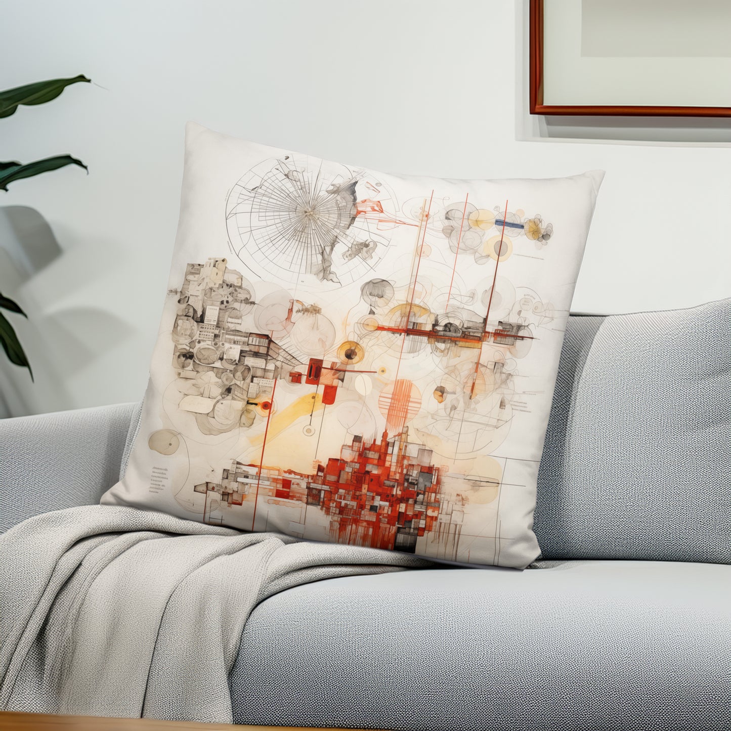 Urban Nexus: A Cartographic Symphony - Basic Pillow - Modern Abstract Art for Interior Design