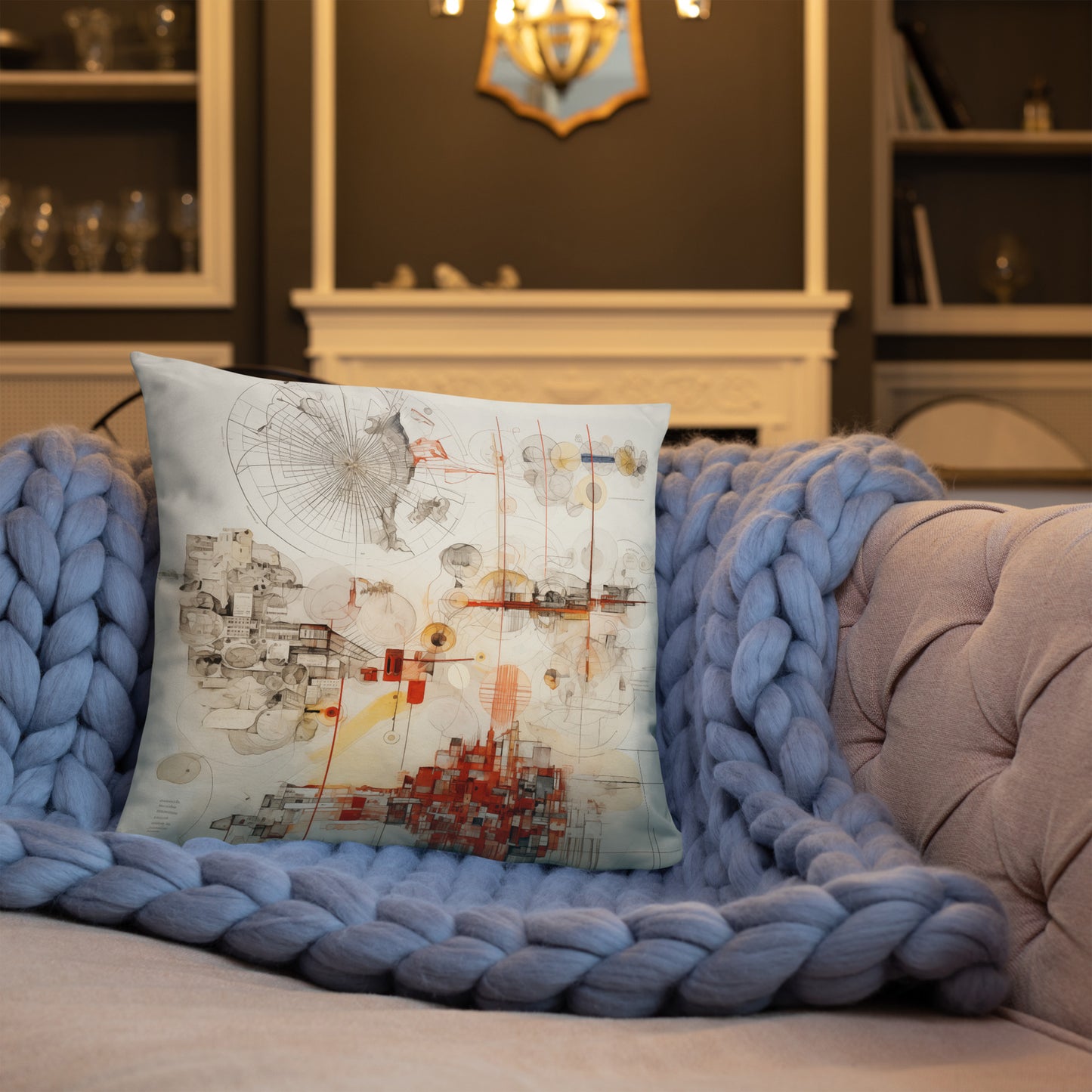 Urban Nexus: A Cartographic Symphony - Basic Pillow - Modern Abstract Art for Interior Design