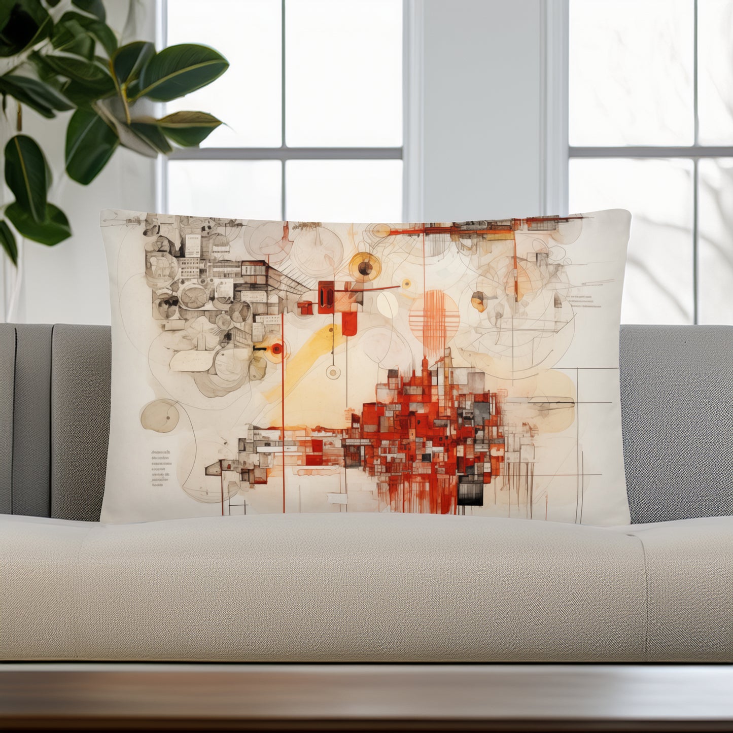 Urban Nexus: A Cartographic Symphony - Basic Pillow - Modern Abstract Art for Interior Design