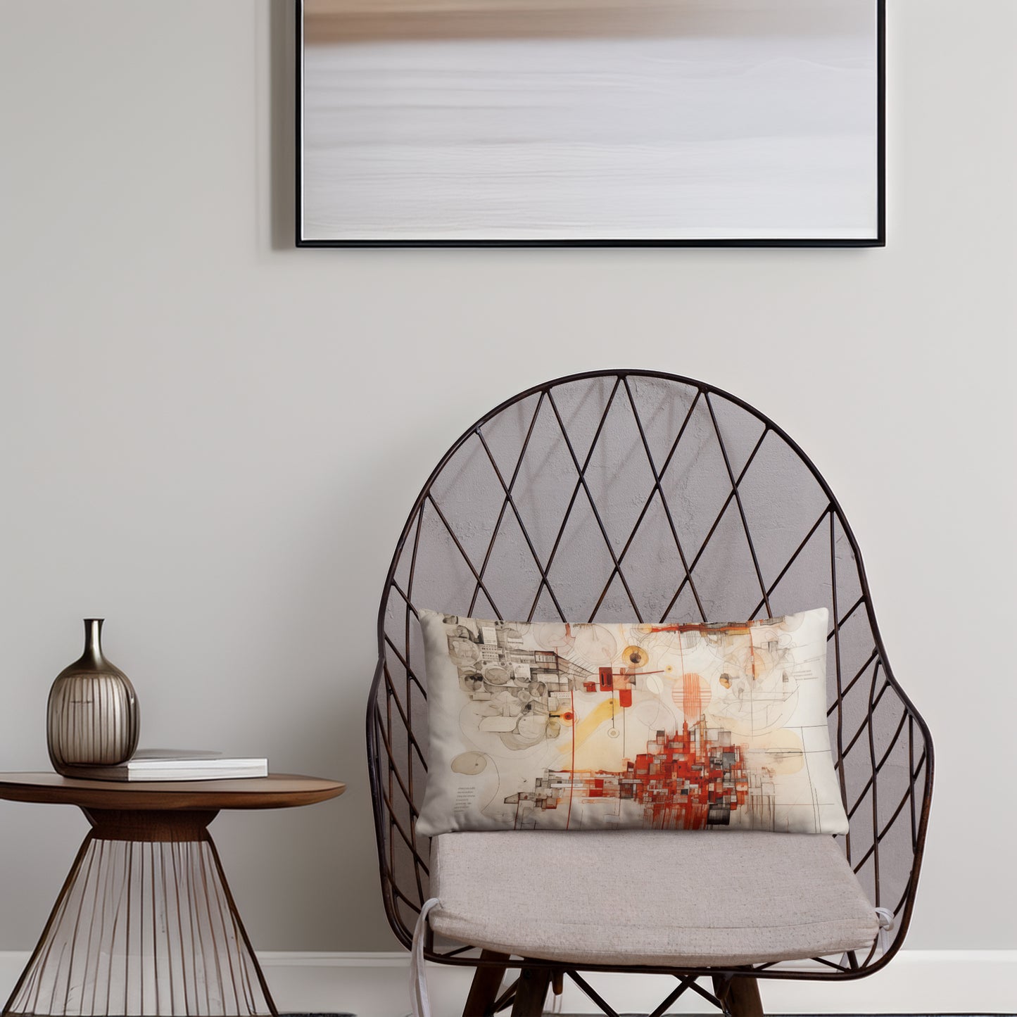 Urban Nexus: A Cartographic Symphony - Basic Pillow - Modern Abstract Art for Interior Design