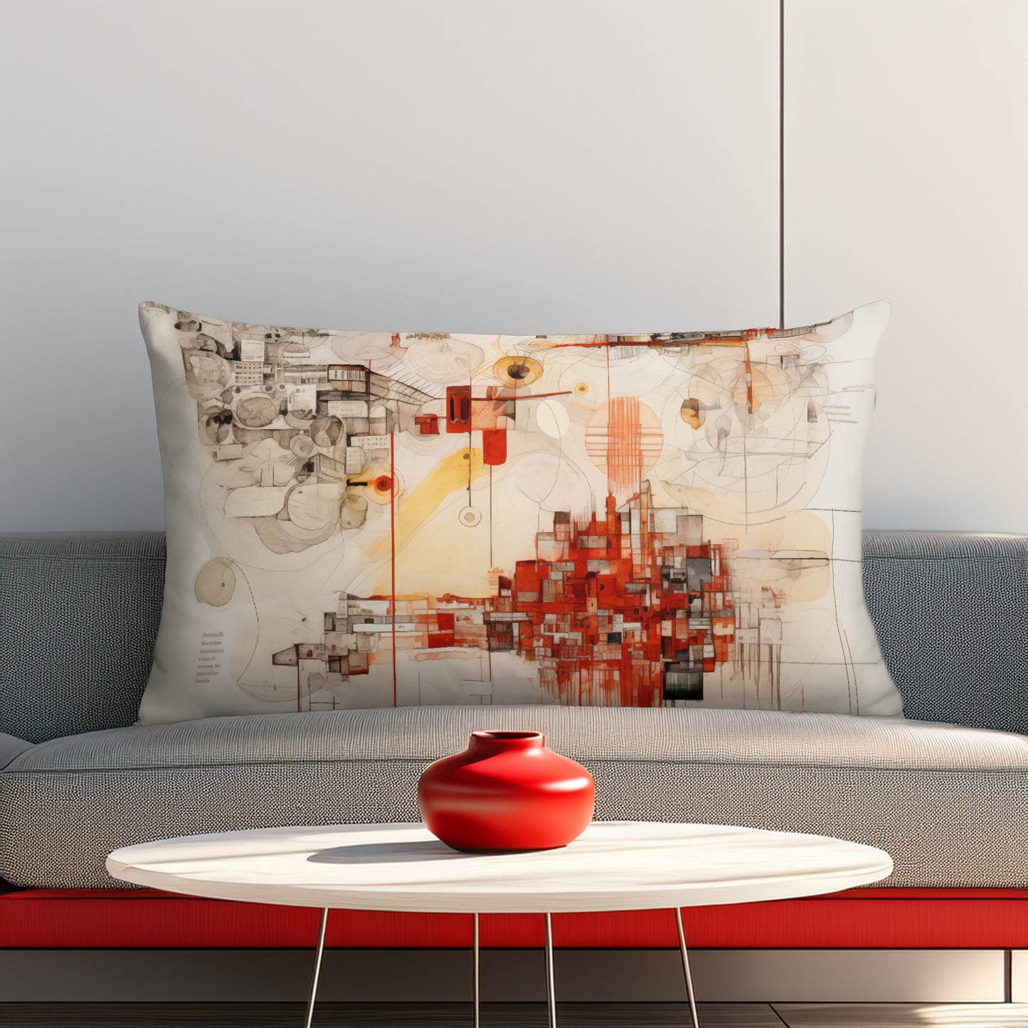 Urban Nexus: A Cartographic Symphony - Basic Pillow - Modern Abstract Art for Interior Design