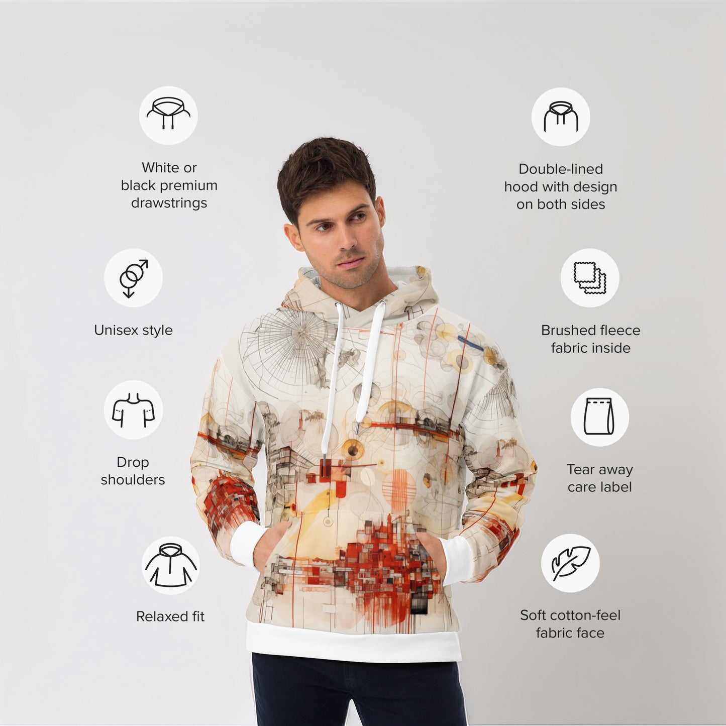 Urban Nexus A Cartographic Symphony - Unisex Hoodie - Modern Abstract Artwear