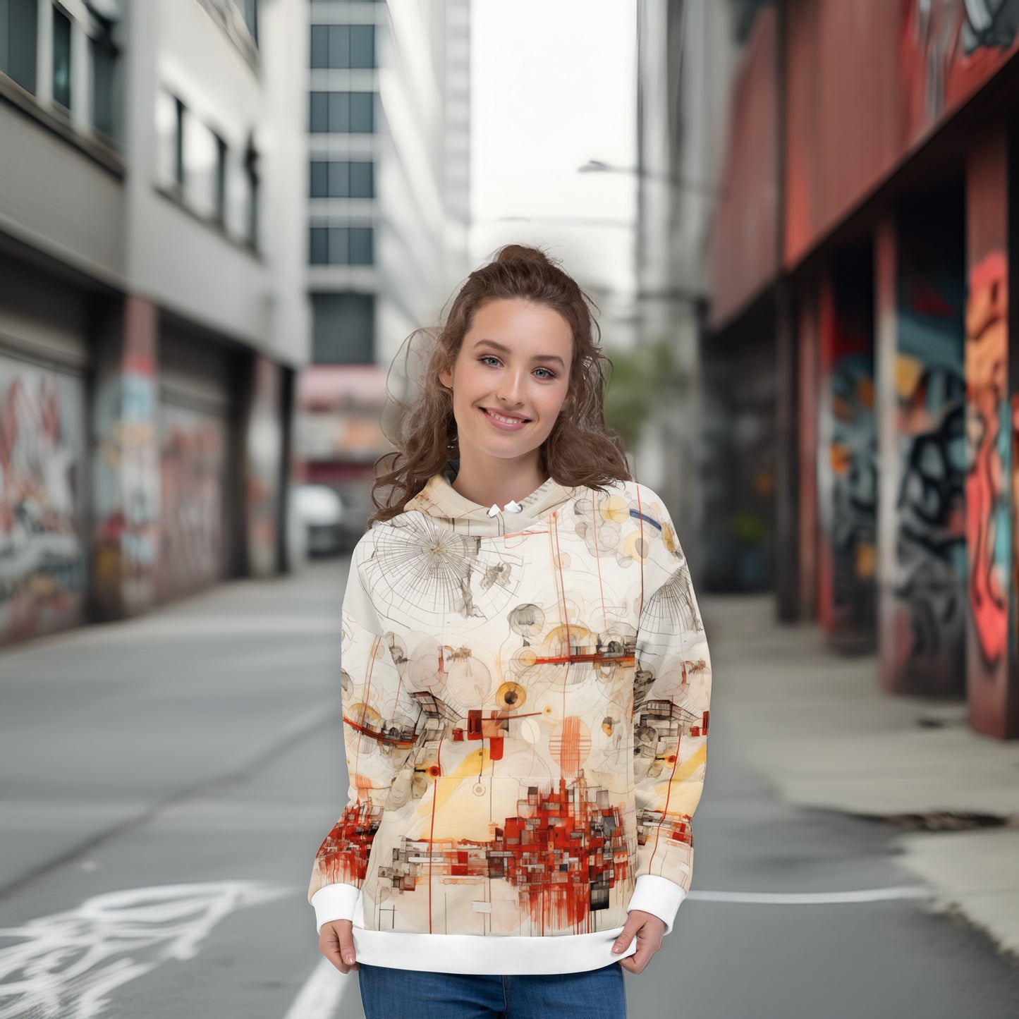 Urban Nexus A Cartographic Symphony - Unisex Hoodie - Modern Abstract Artwear