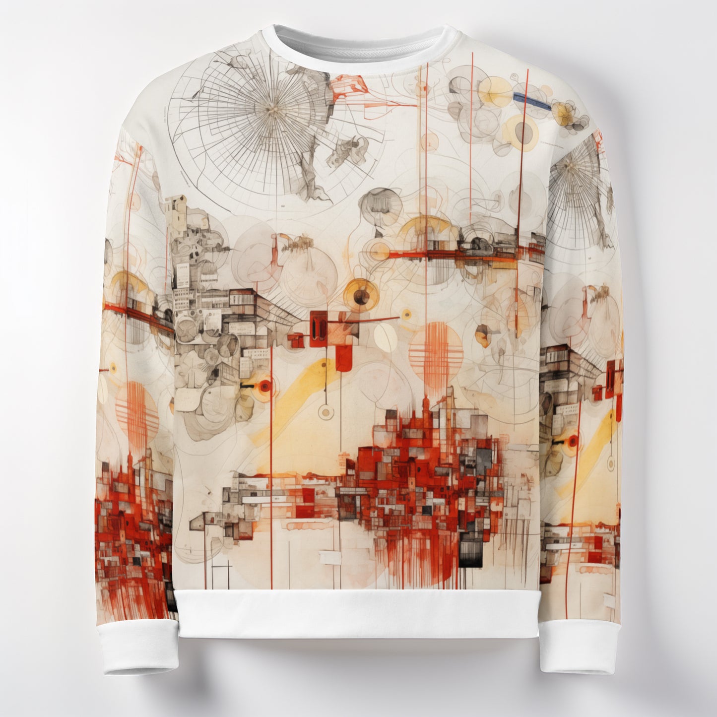 Urban Nexus: A Cartographic Symphony - Unisex Sweatshirt - Abstract Cartographic Art Design