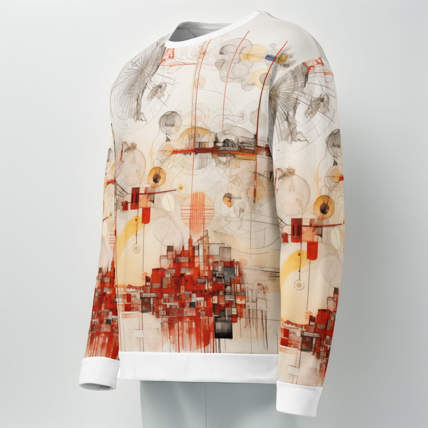 Urban Nexus: A Cartographic Symphony - Unisex Sweatshirt - Abstract Cartographic Art Design