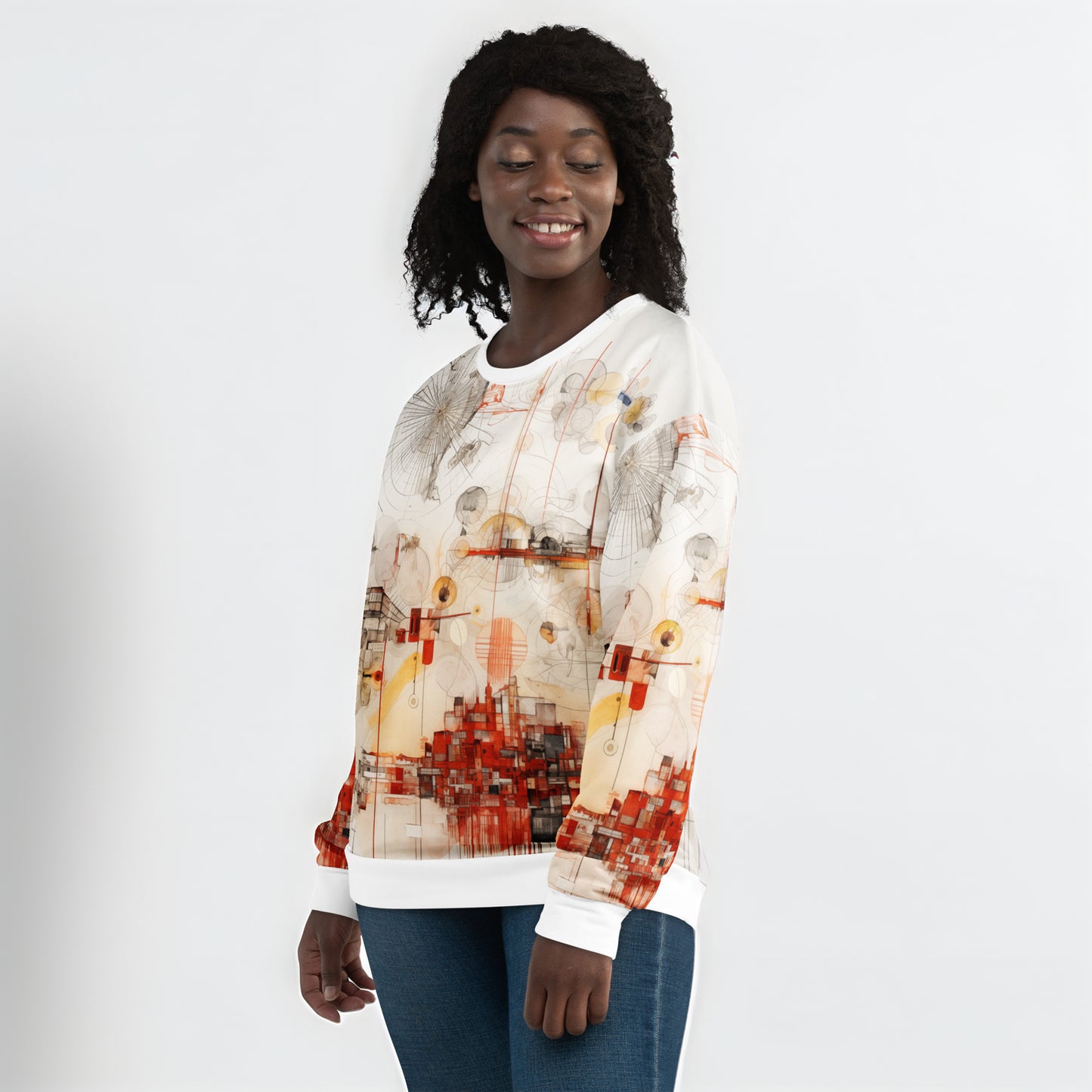 Urban Nexus: A Cartographic Symphony - Unisex Sweatshirt - Abstract Cartographic Art Design