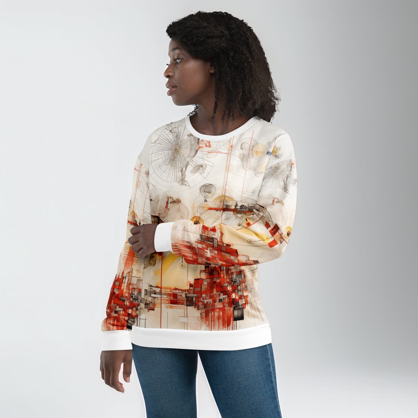 Urban Nexus: A Cartographic Symphony - Unisex Sweatshirt - Abstract Cartographic Art Design