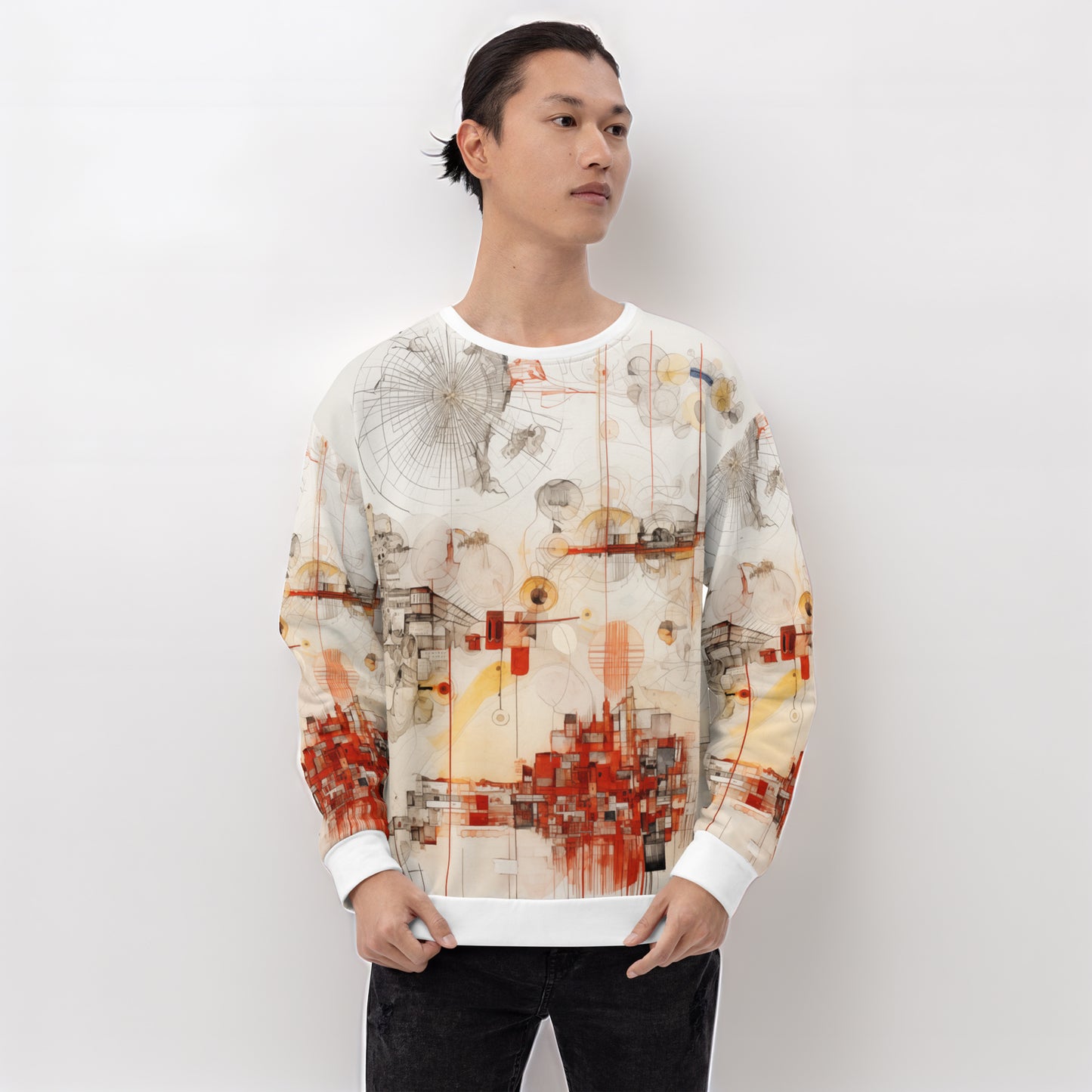 Urban Nexus: A Cartographic Symphony - Unisex Sweatshirt - Abstract Cartographic Art Design