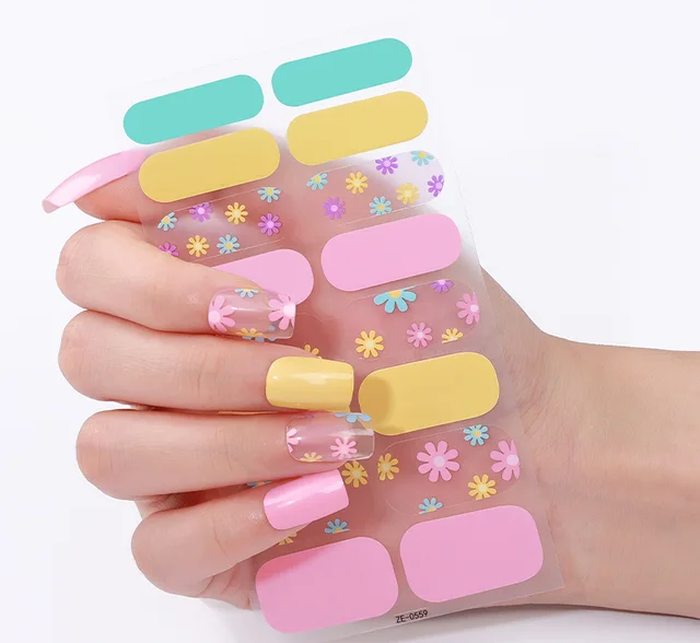 Real Gel Nail Polish Stickers 16 Piece Set Genuine Long Lasting Beauty