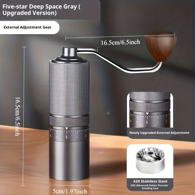 Hand Cranked Coffee Grinder with Adjustable Grind Settings - Heavy-Duty & Burr Mill, Portable Manual Operation for Espresso, French Press, Camping, Use - Durable Coffee Bean Grinder for fresh brew on the