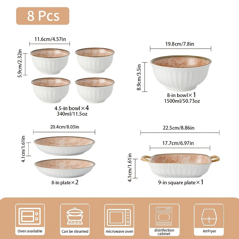 Camellia Pattern Ceramic Dinnerware Set – Light Luxury Tableware (16 / 33 / 43 Pieces)