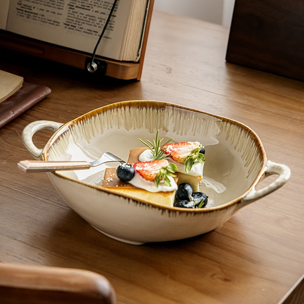 Handmade Ceramic Bowl Set (2-Pack) – Serving Bowls for Noodles, Salad & Dessert